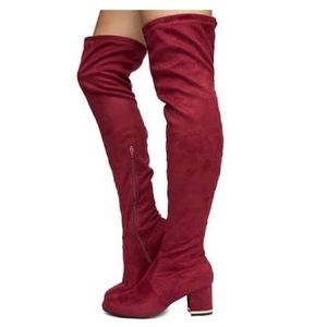 Wine Over the Knee Boots